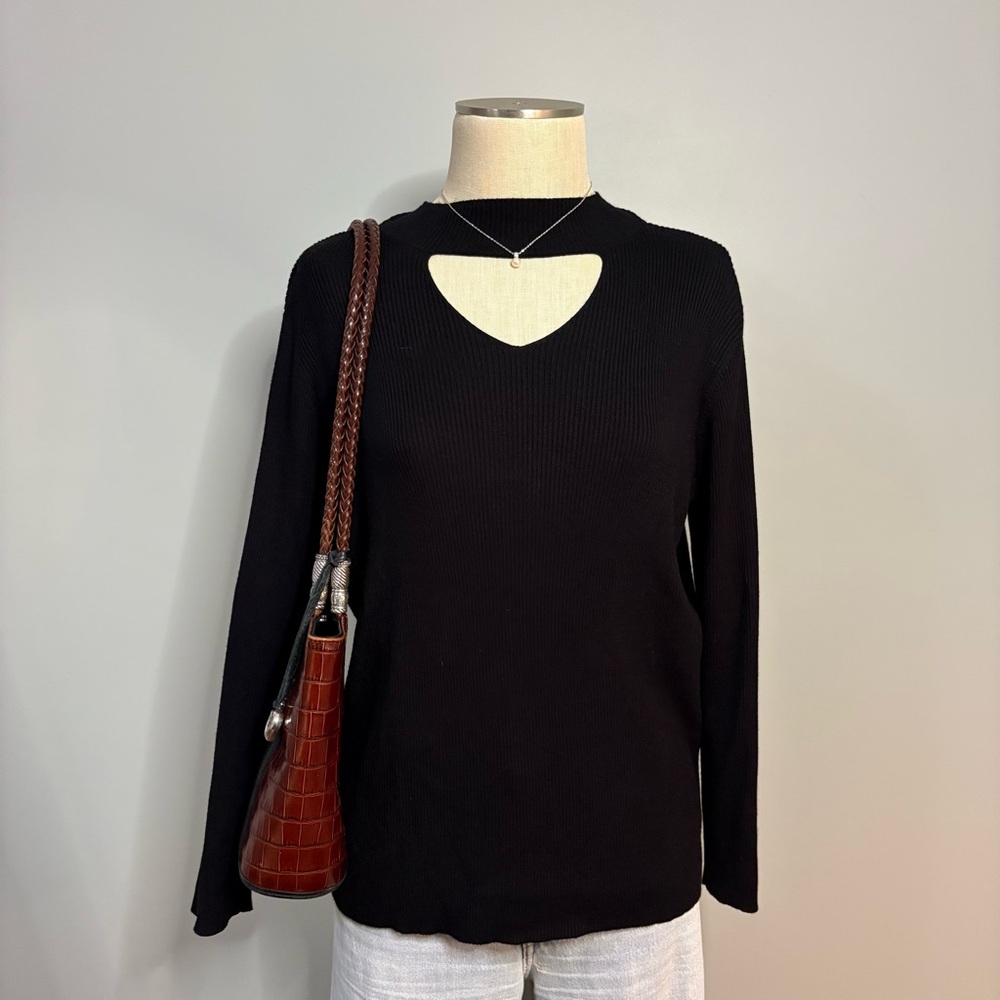 Chico's Black Long Sleeve Top with Cutout